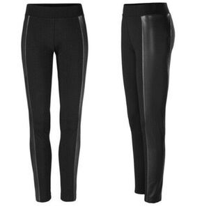 CAbi Black Faux Leather Panel Leggings